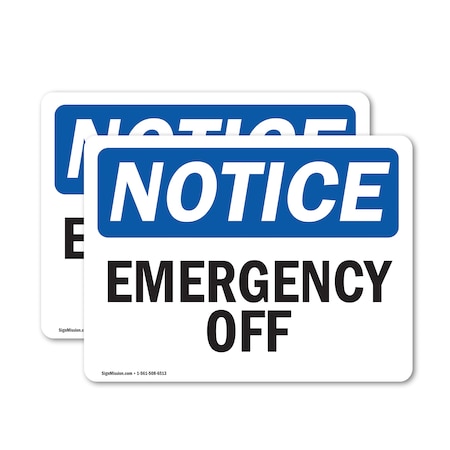 Signmission Emergency Off, 5 in W x Rectangle, Vinyl Decal OS-2PACK-NS-D-35-L-11864